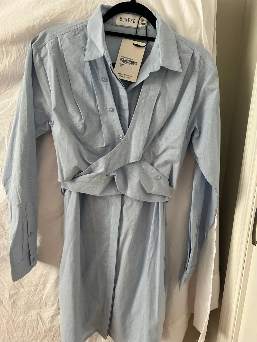 Sovere Light Blue Wrap Shirt Dress